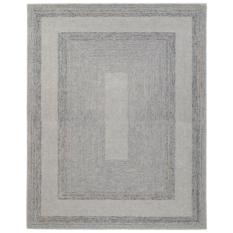 Terra by Obeetee Jaipur Boxes Gray Rug - Cream/Onyx - 2' x 3'