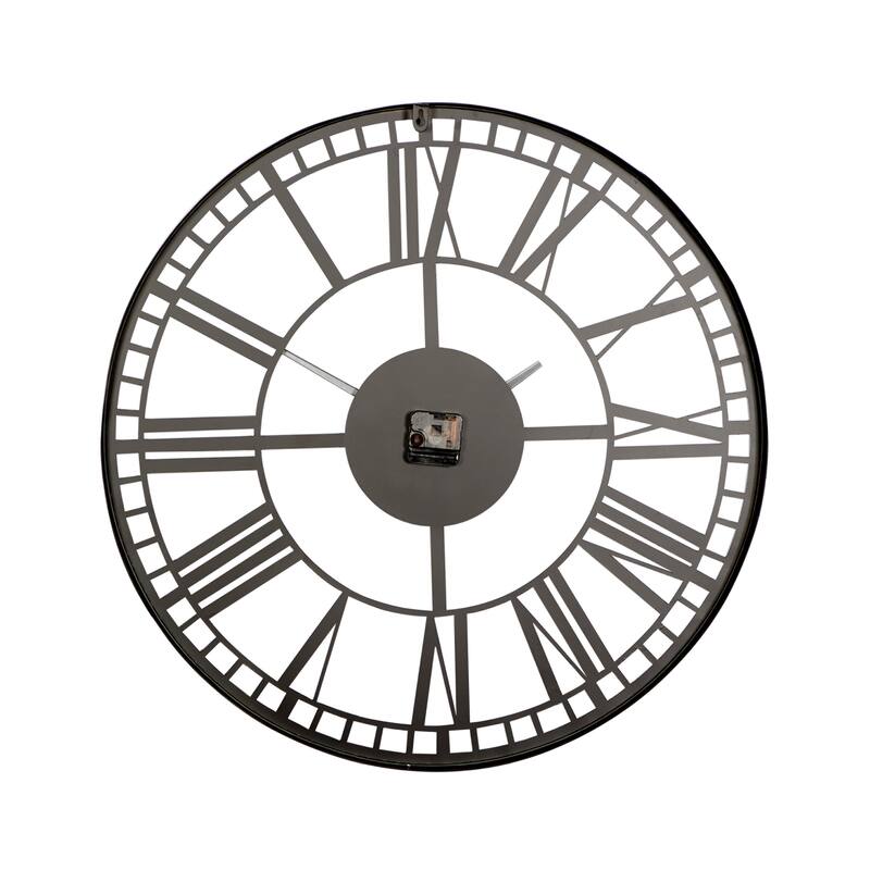 Metal Open Cutout Frame Wall Clock - Black - Roche River Decor - 1"W x 28"L x 28"H