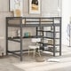 preview thumbnail 10 of 17, Nestfair Wooden Full Size Loft Bed with Shelves and Desk Grey