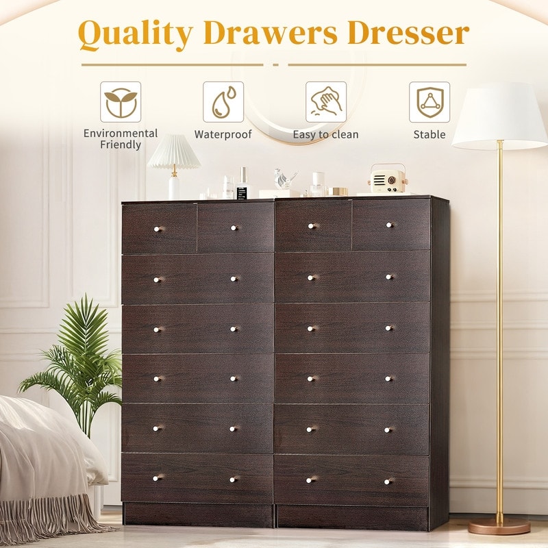 Large 7-Drawer Dresser For Bedroom And Chest Of Drawers With Sturdy Construction Wood Storage Organizer For Closet