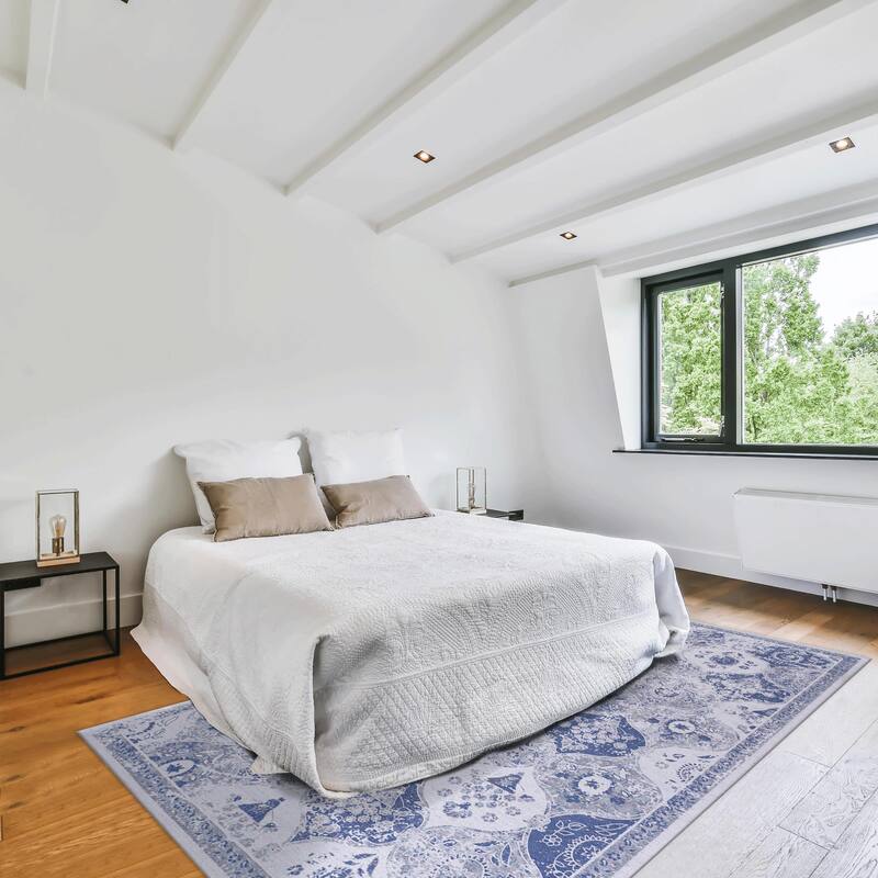 6x9 Area Rugs,Non Slip Floor Carpet,Low Pile Water Repellent,Ultra Soft Faux Wool Vintage Moroccan Rugs for Living Room Bedroom