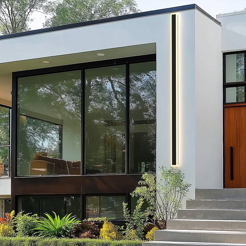 YANSUN Outdoor LED Wall Light, Rectangular Shape, 3000K Warm Light, Satin Black Finish for Elegant Exterior Lighting