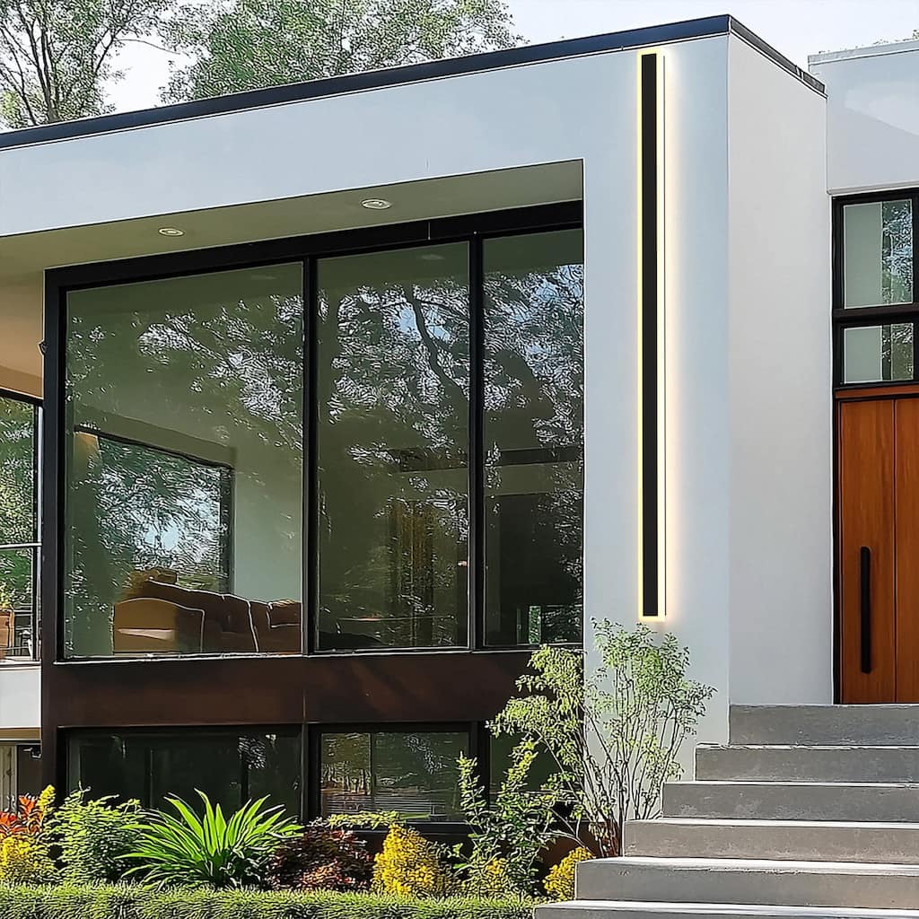 YANSUN Outdoor Wall Light, Long Rectangular Design, 3000K Warm LED, Satin Black Finish for Modern Outdoor Décor - 3.1*1.7*59