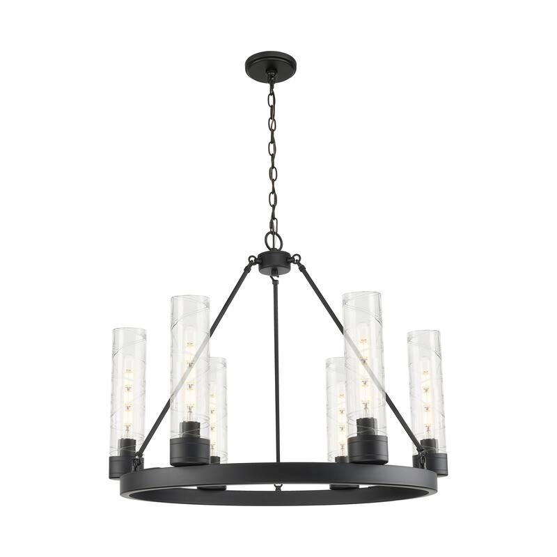 Innovations Lighting Downtown Urban - Boreas - 6 Light 29" Chandelier with 11" Shades - Deco Swirl/Matte Black