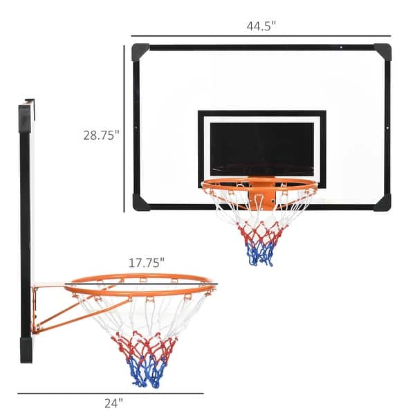 Soozier Wall Mounted Basketball Hoop, Mini Hoop with 45'' x 29'' Shatter Proof Backboard, Durable Rim and All-Weather Net