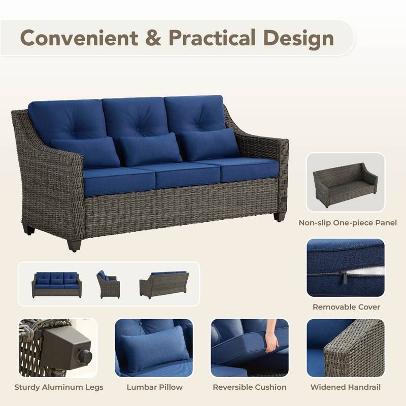 Spruce & Spring Murphy 8-Piece Outdoor Wicker Patio Furniture Conversation Sofa Sets