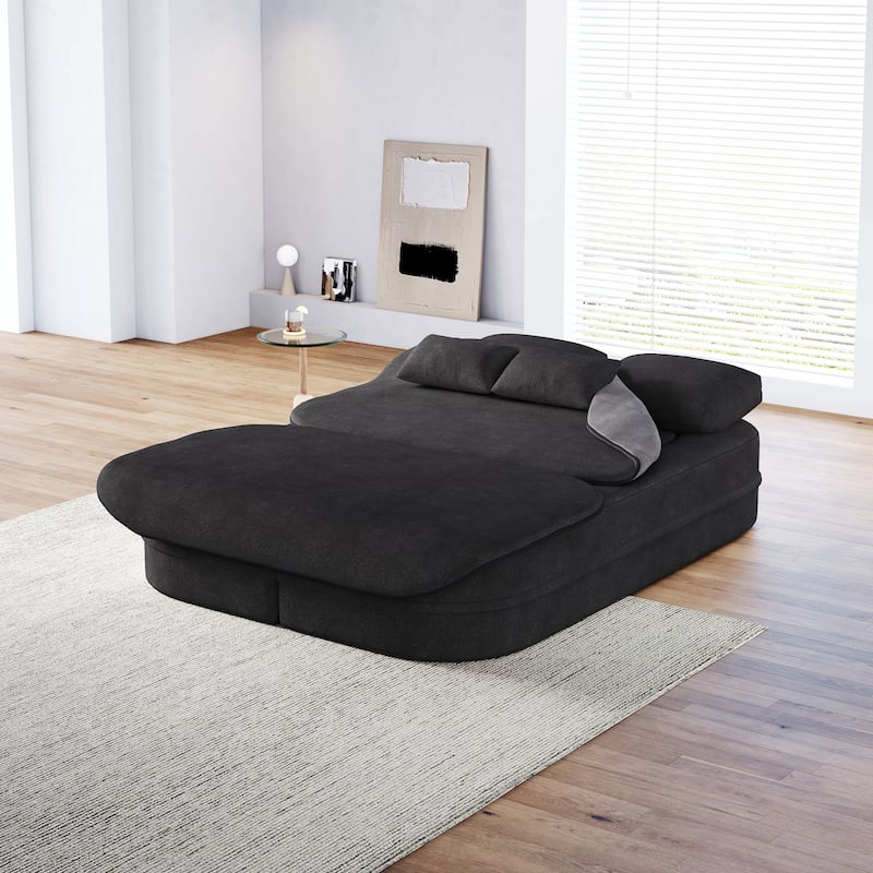 75''2-in-1 Foldable Sofa,Convertible Sleeper Foam Sofa Bed with Multi Functional Blanket, Chenille Floor folding sofa bed