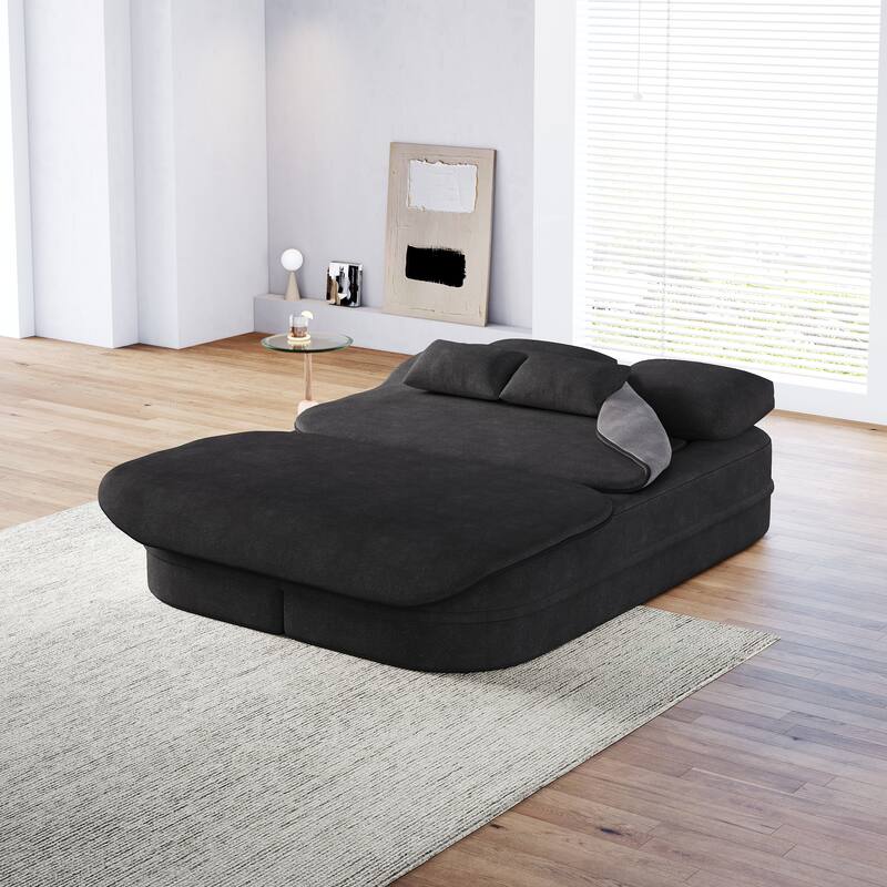 GDFStudio - Willoughby Chenille Foldable Sleeper Sofa Bed with Multi Functional Blanket