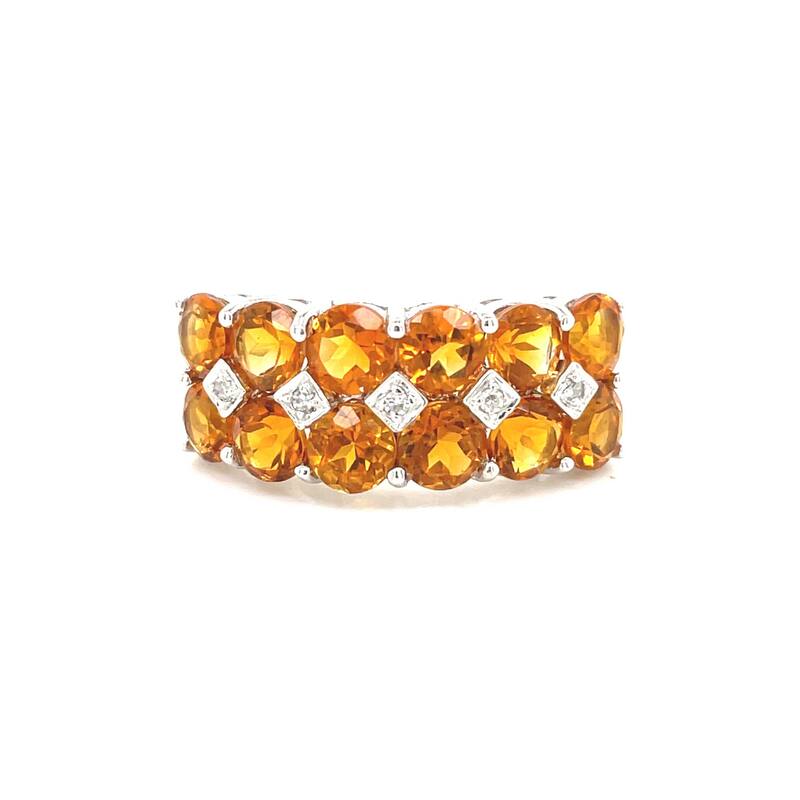 Kabella 14kt Gold Double Gemstone and Diamond Ring - Citrine - 7