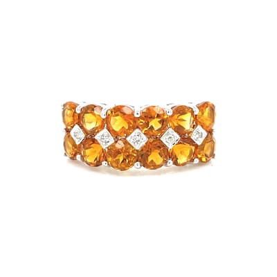 Kabella 14kt Gold Double Gemstone and Diamond Ring