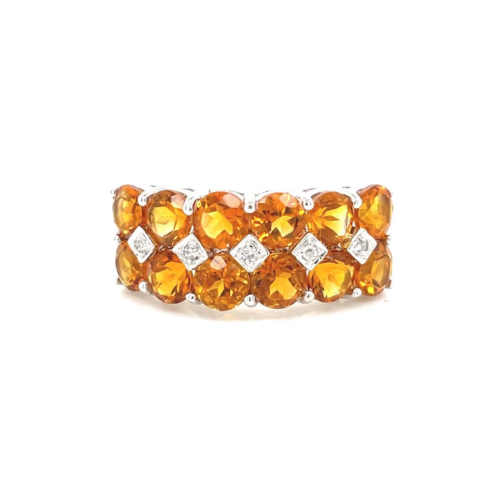 Kabella 14kt Gold Double Gemstone and Diamond Ring