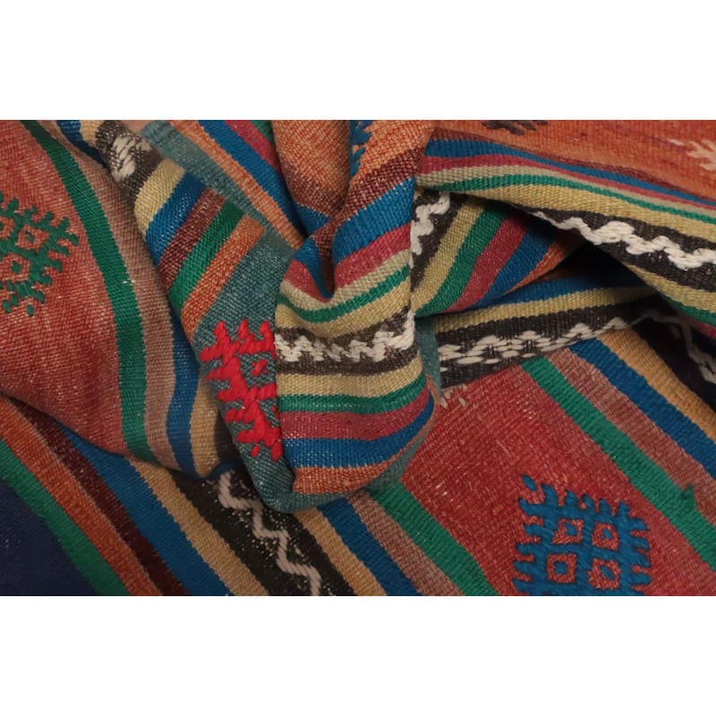 Hand Woven Oriental 100% Wool Carpet Southwestern Tribal Multi-Colored Kilim Area Rug - 9' 0'' X 5' 2''