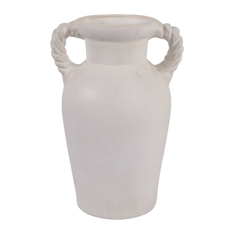 Decorative Textured Amphora Table Vase with Twisted Handles