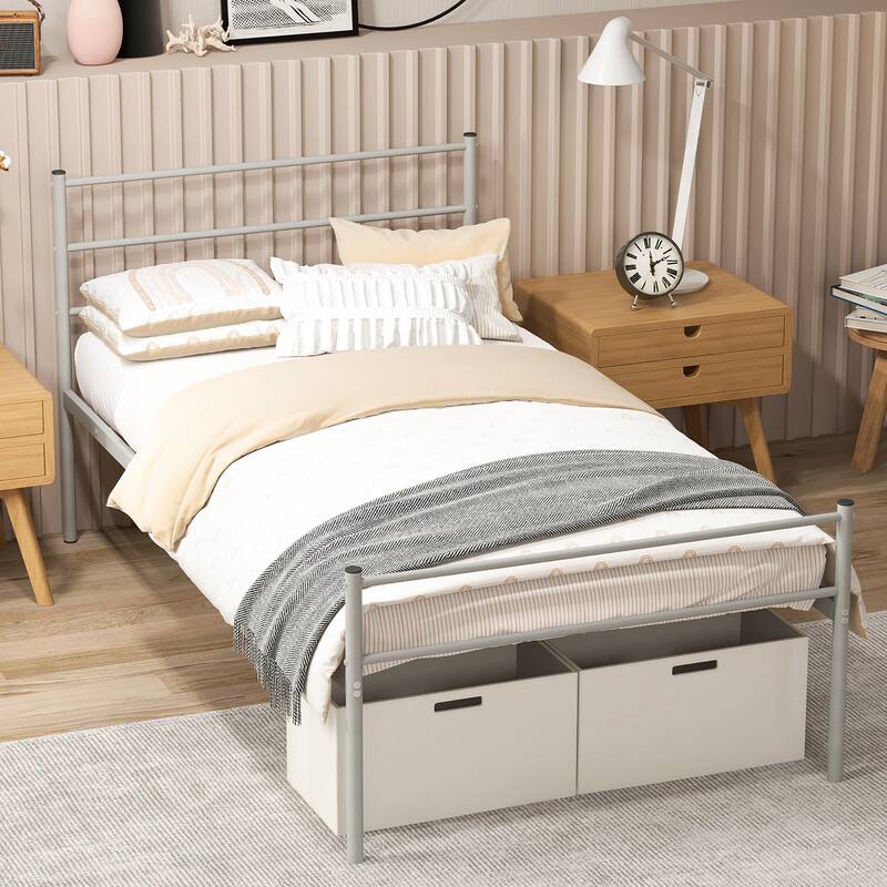 Costway Twin Metal Bed Frame Mattress Foundation No Box Spring Needed