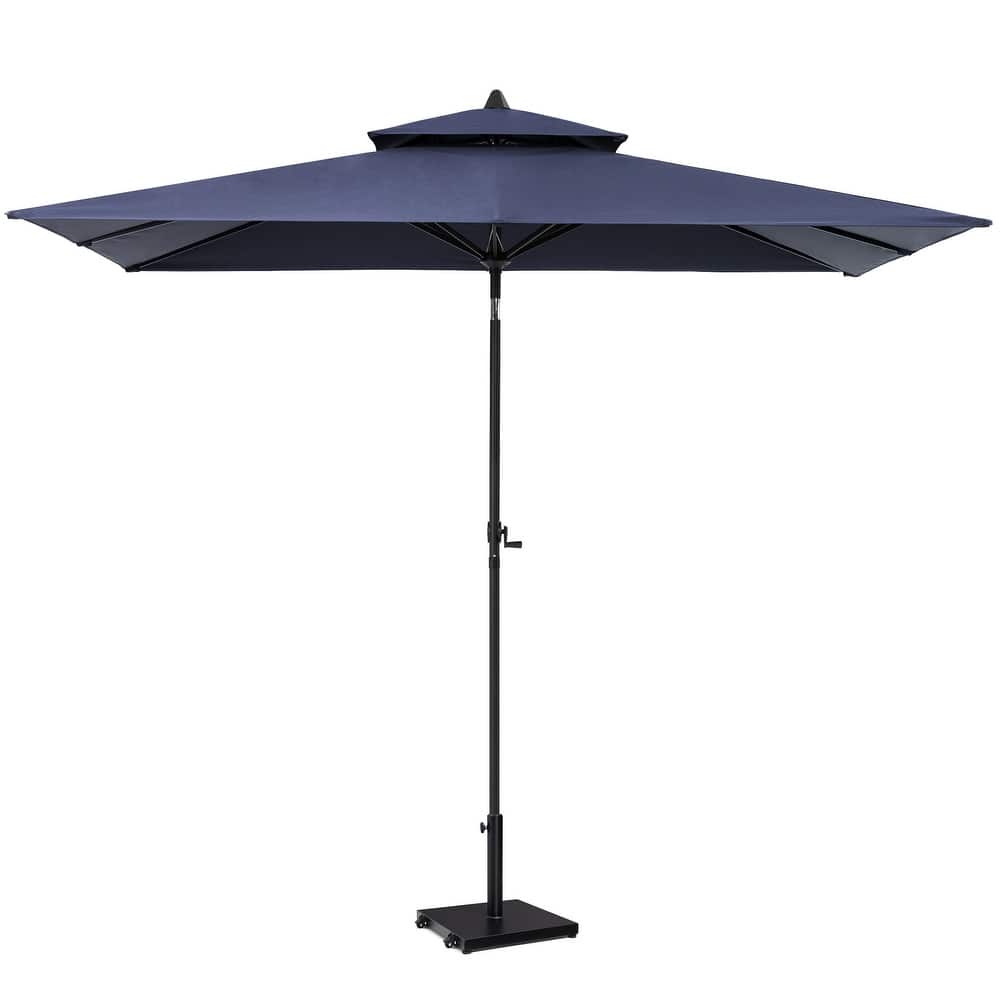Pellebant Outdoor Patio 10 X 6.5 FT Double Top Market Umbrella with Wheels Base Stand
