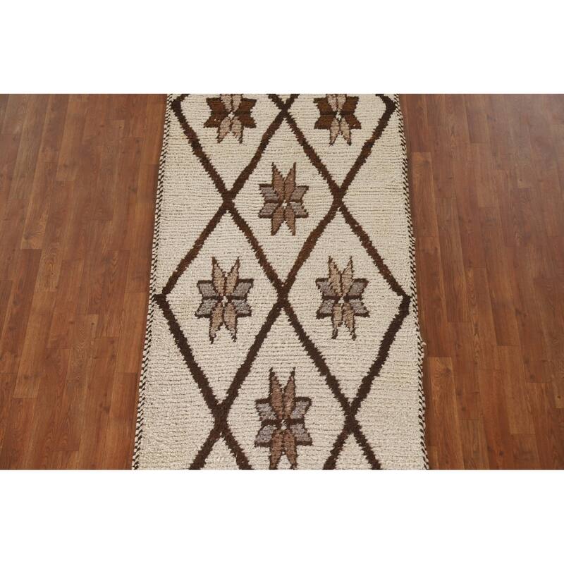 Natural Dye Anatolian Oriental Runner Rug Hand-knotted Wool Carpet - 3'5"x 10'7"