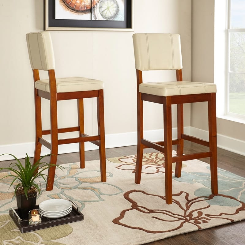 Linon Lombardy Bar Stool with Cream Vinyl