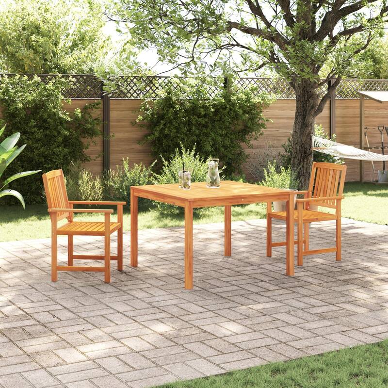 vidaXL Outdoor Dining Set Set of 3 Brown Solid Acacia Wood 2-Seater - 43.3 x 43.3 x 29.5