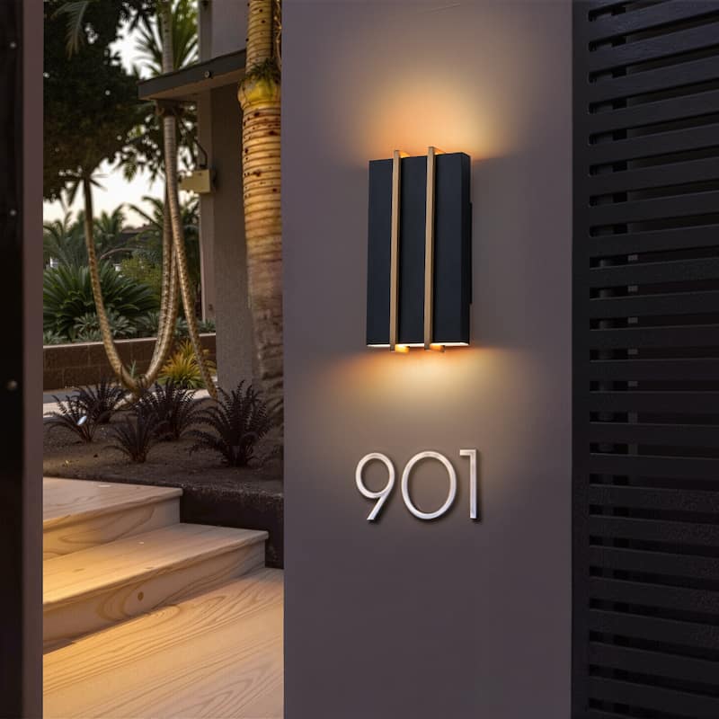 2-Light 11" Outdoor Linear Integrated LED Wall Sconce - H10.8" x W5.5" x D2.8"