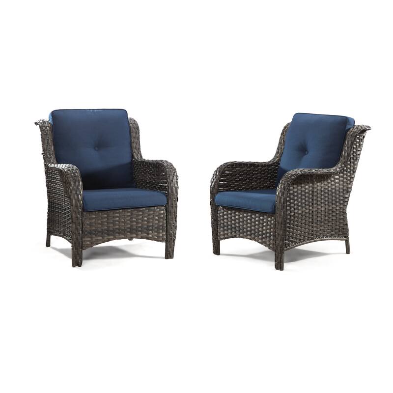 Cozywor 2-Piece Outdoor Patio Ratten Wicker Lounge Chair WIth Cushion