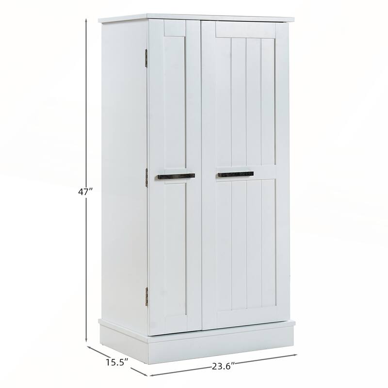Freestanding Pantry Cabinet with Doors and Adjustable Shelves