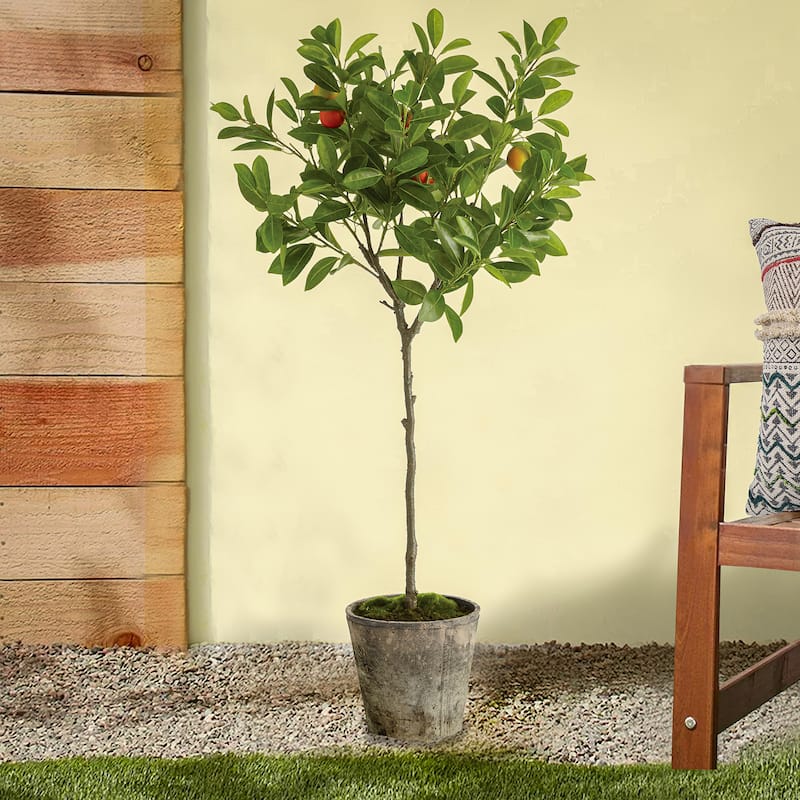 41" Orange Potted Topiary - 41 in