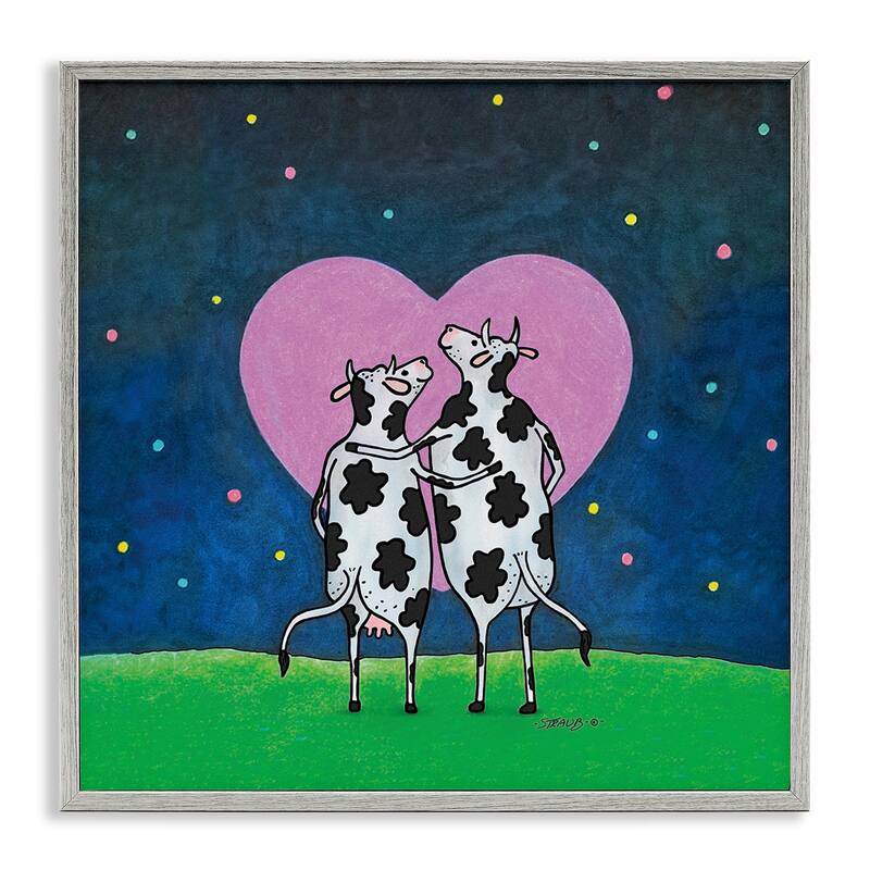Stupell Loving Significant Udder Framed Giclee Art Design By Roger Straub - 24 x 24 - Grey