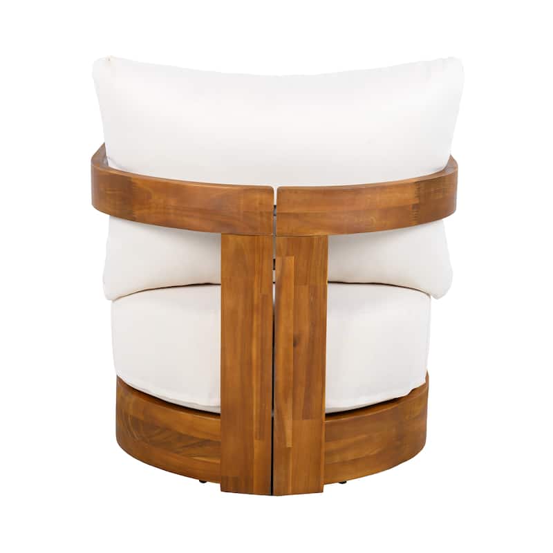 [Set of 2] Premium Acacia Wood Outdoor Club Chair, Curved Tub Design, Water-Resistant Cushions, All-Weather Slat Construction