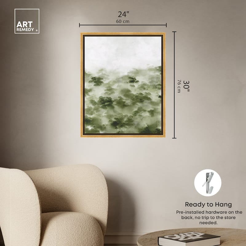Art Remedy Foggy Rainforest Framed Watercolor Boho Abstracts