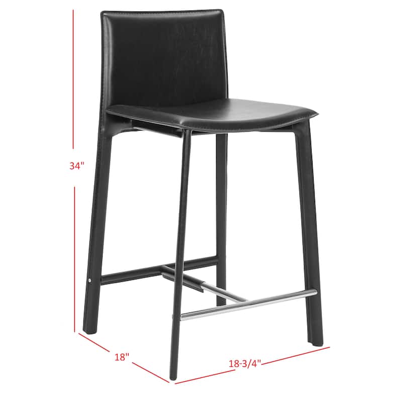 SAFAVIEH Jacquelyn 25-inch Faux Leather Counter Stool (Set of 2) - 18.7" W x 19.7" L x 34.2" H - 19Wx20Dx34H