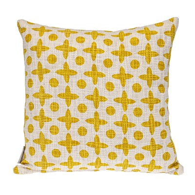 Abstract Pattern Square Cotton Throw Pillow - 18" - Yellow and Beige