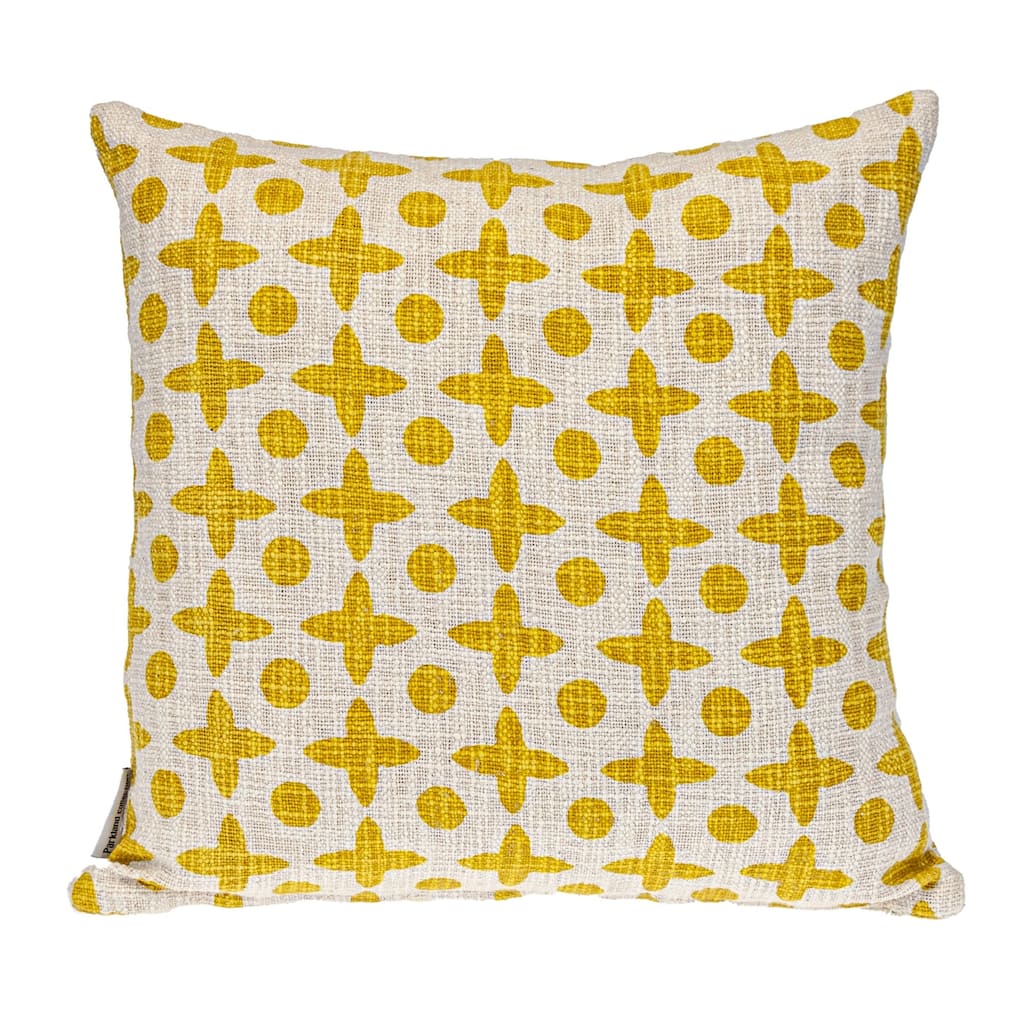 Abstract Pattern Square Cotton Throw Pillow - 18" - Yellow and Beige