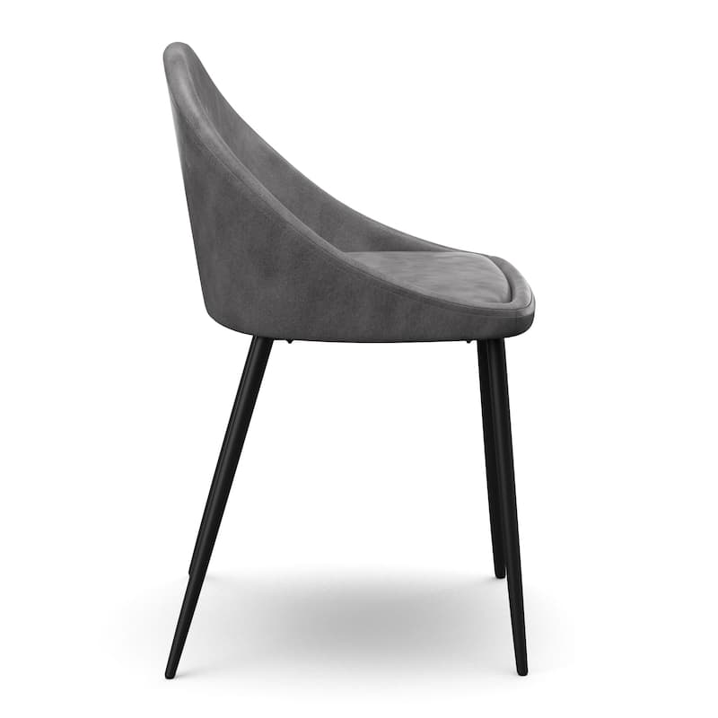 Marco Vegan Leather Chairs Black Legs (Set of 2) - Smoke