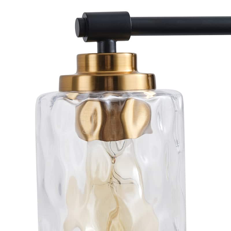 Modern 3-Light Clear Water Ripple Glass Shades Vanity Light Fixture for Bathroom