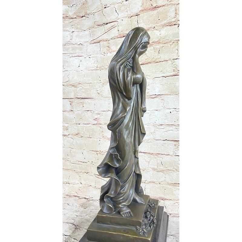 Weeping Crying Virgin Mary Bronze Statue Sculpture Figure Decor 18 Inches X 6 Inches