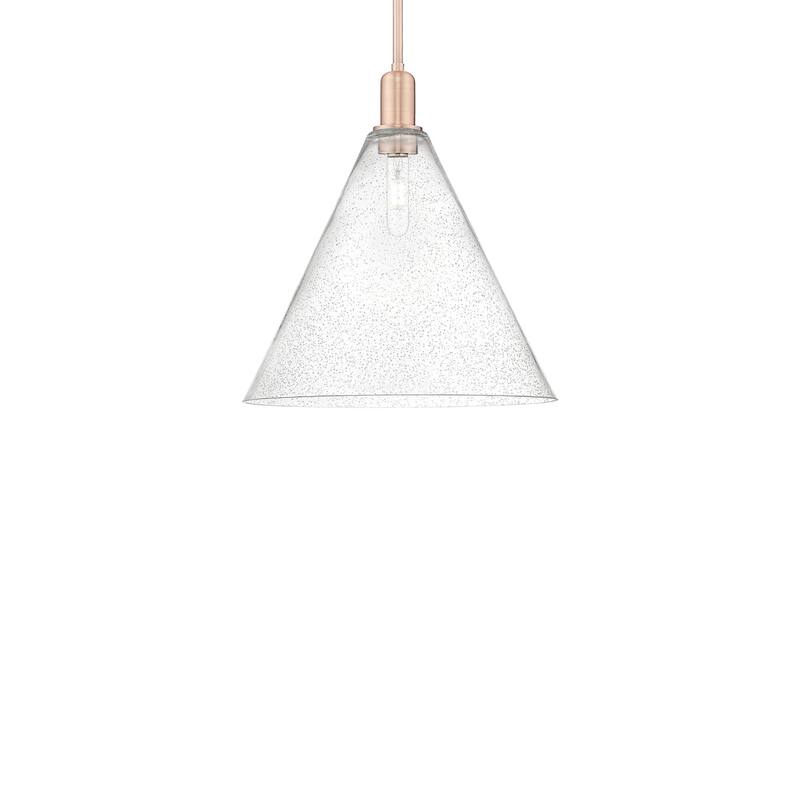 Innovations Lighting 716-1S-18-16 Berkshire Glass Pendant Berkshire - Antique Copper / Seedy