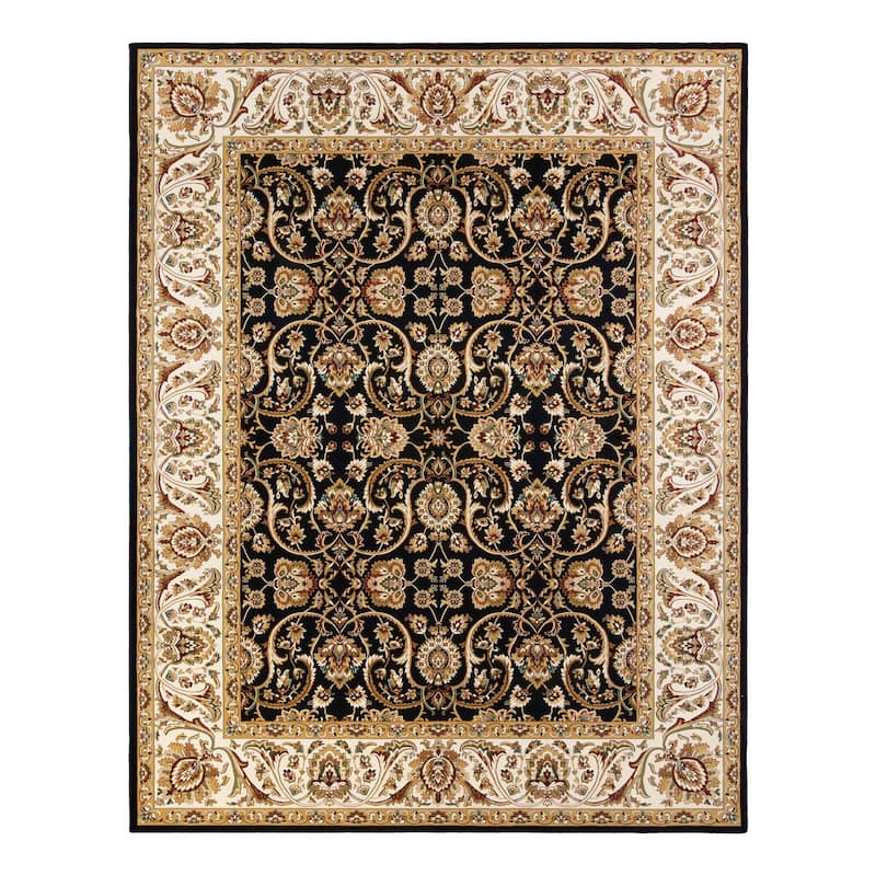 Gertmenian Majestic Croft Traditional Black and Gold Floral Border Area Rug