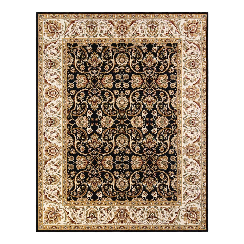 Gertmenian Majestic Croft Traditional Black and Gold Floral Border Area Rug