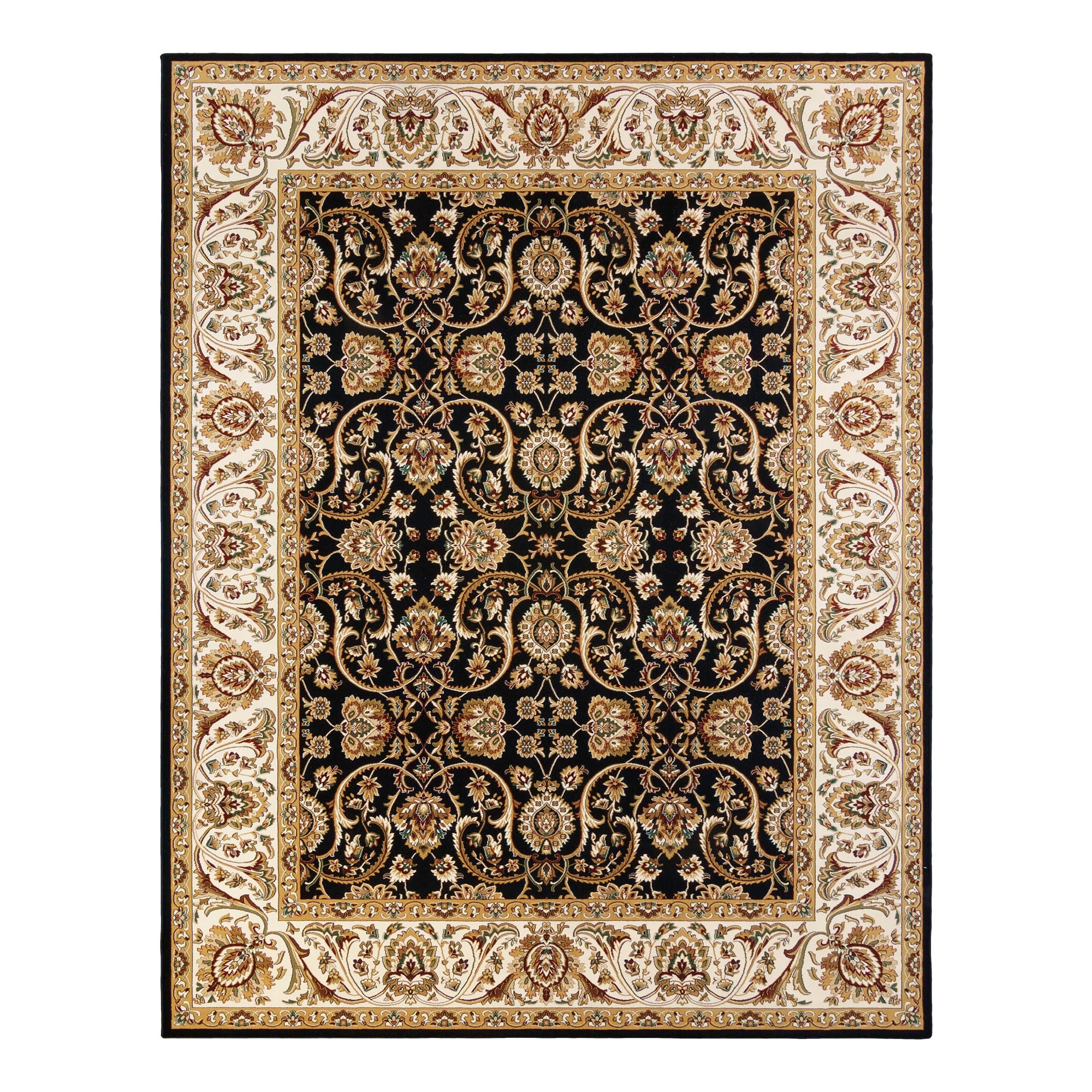Gertmenian Majestic Croft Traditional Black and Gold Floral Border Area Rug