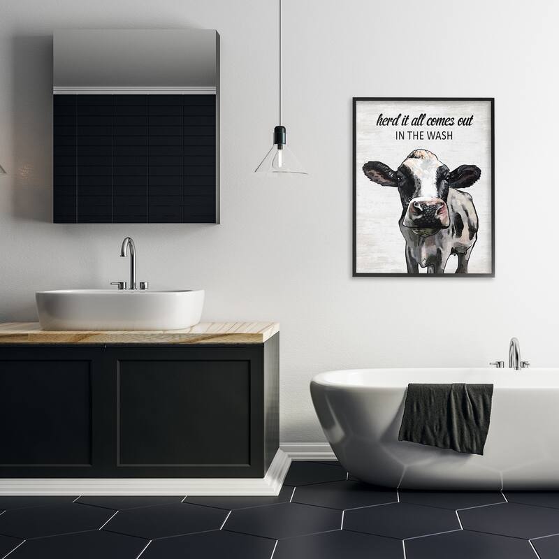 Stupell Farm Animal Laundry Pun Framed Giclee Art Design By Lettered and Lined