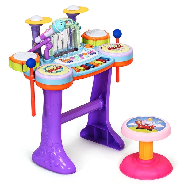Costway 3 in 1 Kids Musical Instrument Piano Keyboard Drum Set w/ - see details. Opens flyout.