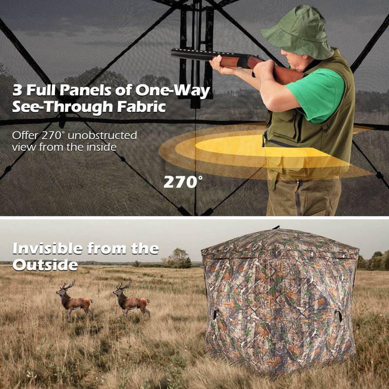 Costway 270° See Through Hunting Blind Tent, 2-3 Person Pop-Up Ground - See Details