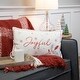 preview thumbnail 2 of 4, 19" Red White Embroidered "Joyful" Rectangular Christmas Throw Pillow