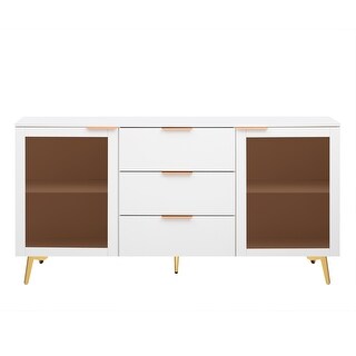 U_STYLE   Featured Two-door Storage Cabinet with Two Drawers and Metal Handles, Suitable for Corridors, Entrances, Living rooms.