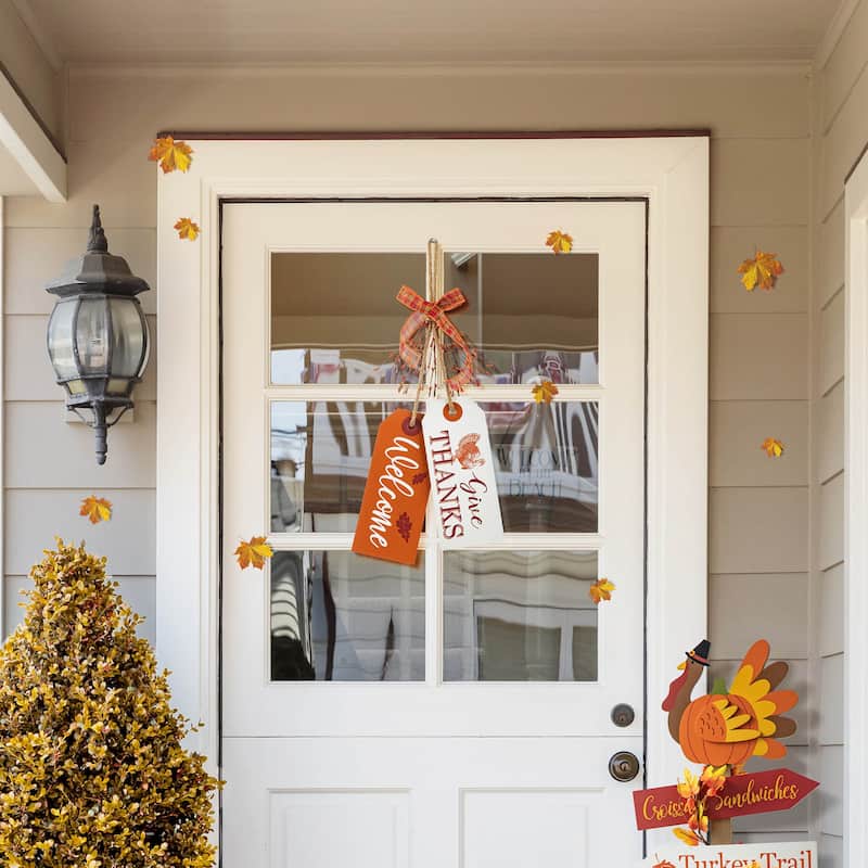 Glitzhome 24"H Wooden Fall Thanksgiving Doorknob Hanging Decor
