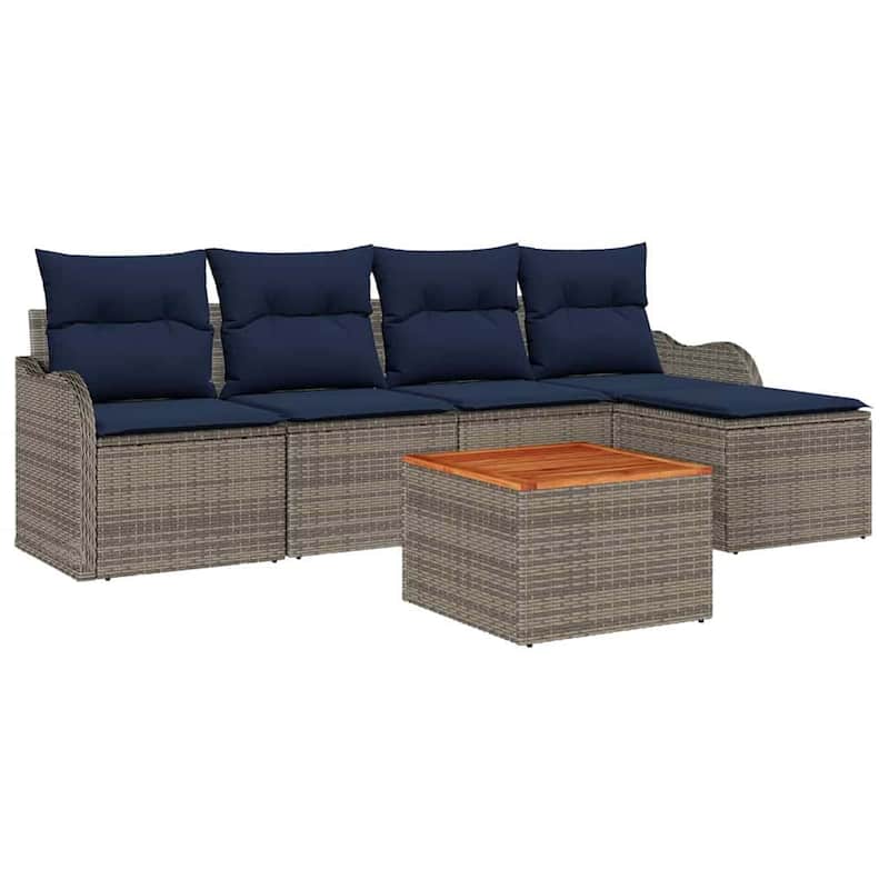 vidaXL 6 Piece Garden Sofa Set with Cushions - 90.9×24.4×27.2