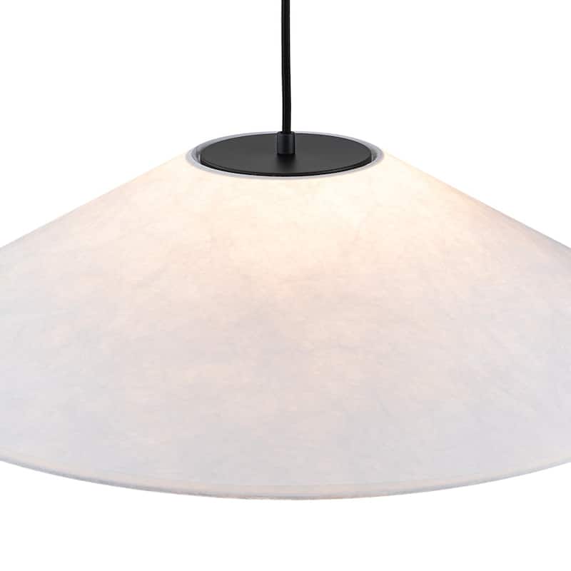 1-Light Scandinavian DuPont Paper Single Cone Pendant - 25.6in