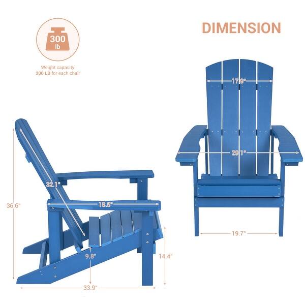 dimension image slide 0 of 18, BONOSUKI Patio Adirondack Chair w/Cupholder,Weather Resistant-Set of 4