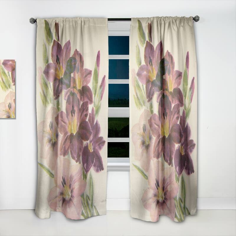 Designart 'Retro Light and Dark Pink Gladiolus' Traditional Curtain Single Panel