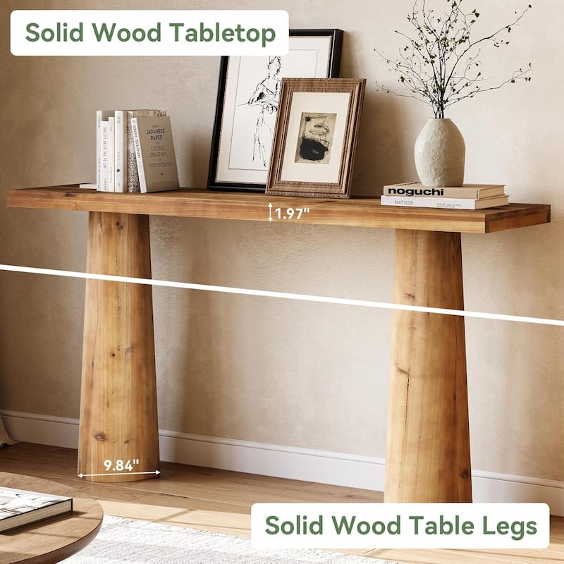 63" Solid Wood Console Table Rectangular Long Sofa Table for Entryway, Hallway, Living Room & Entrance